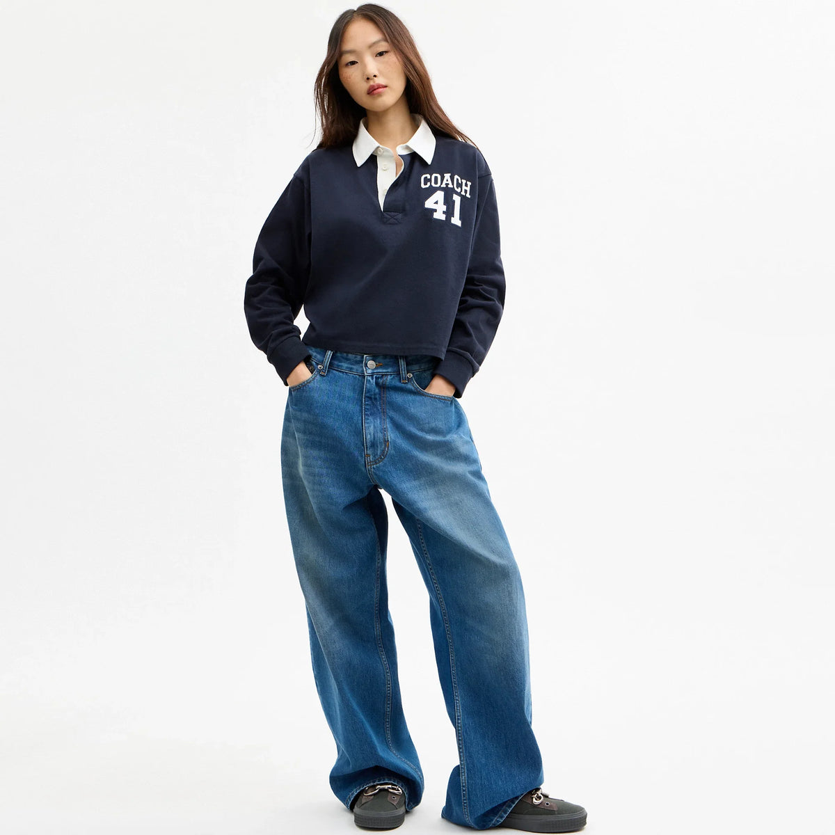 Coach Outlet Heritage Long Sleeve Cropped Rugby Polo