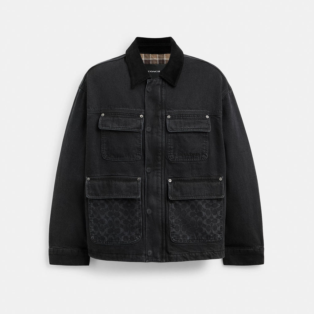 Coach Outlet Denim Chore Coat With Flannel Lining