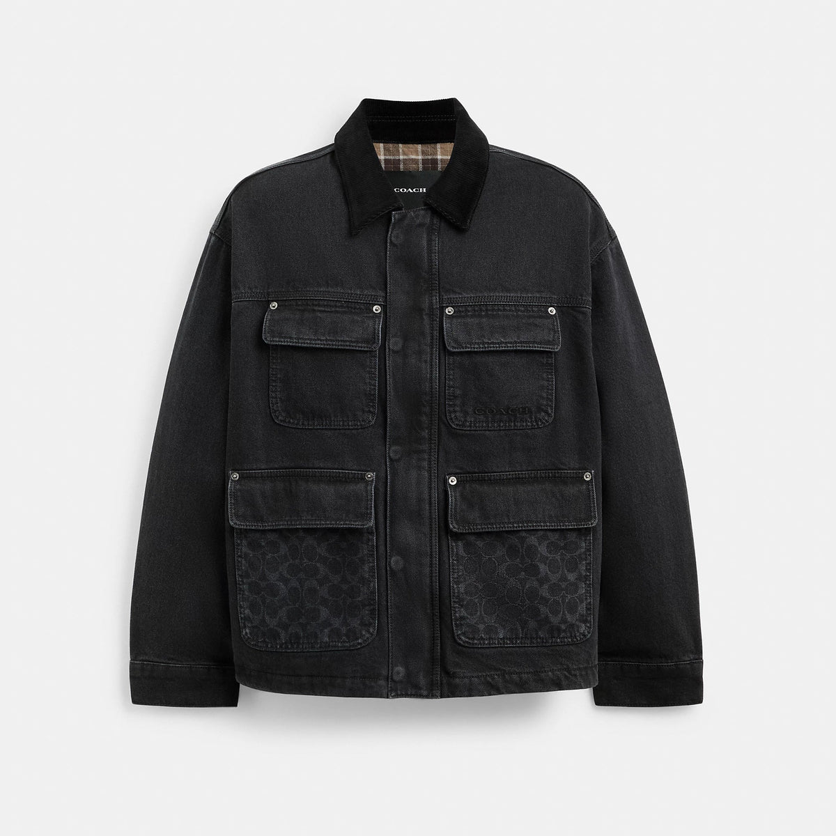 Coach Outlet Denim Chore Coat With Flannel Lining