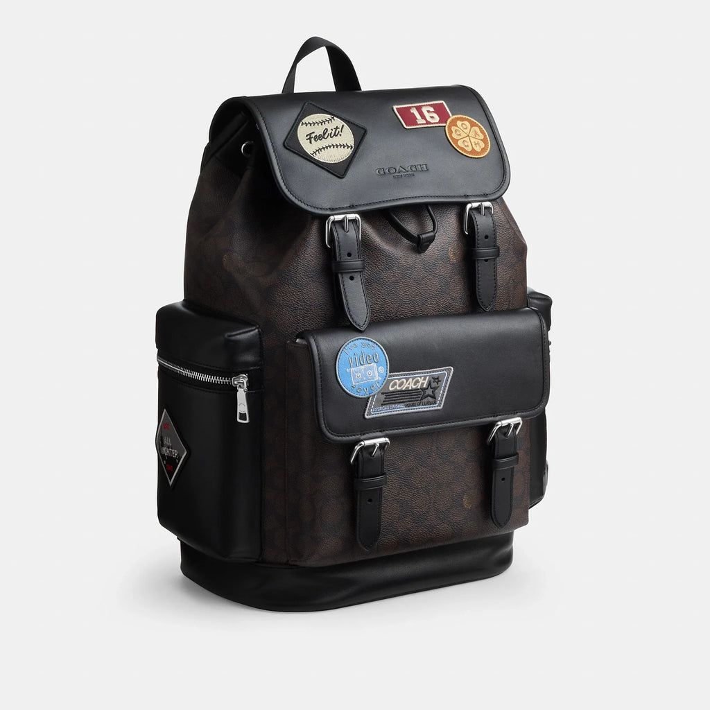 Coach Outlet Sprint Backpack In Signature Canvas With Patches
