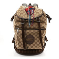 Monogram Script Logo Large Double Pocket Backpack Beige Ebony Multicolor
