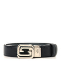 Textured Dollar Calfskin Squared Interlocking G 30mm Reversible Belt 85 34 Black