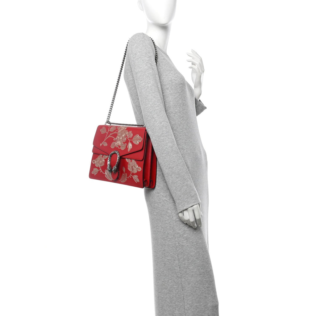 Calfskin Chinese New Year Medium Dionysus Shoulder Bag Hibiscus Red