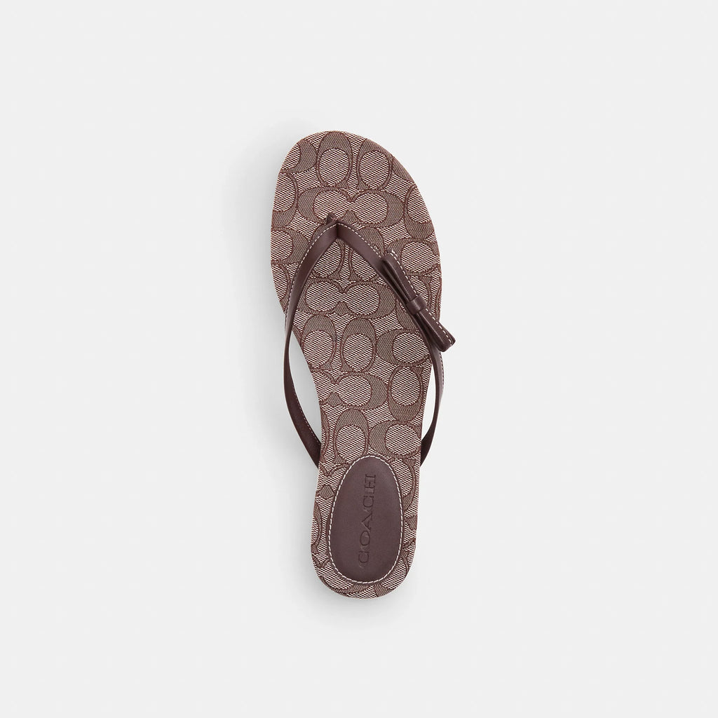 Coach Outlet Bow Flip Flop In Signature Jacquard