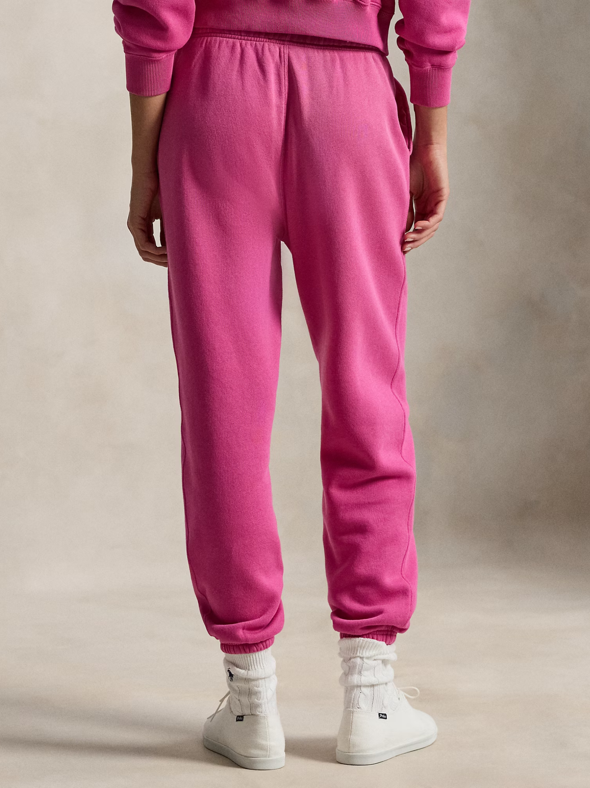 RALPH LAUREN WOMEN Fleece Drawstring Tracksuit Bottoms Accent Pink