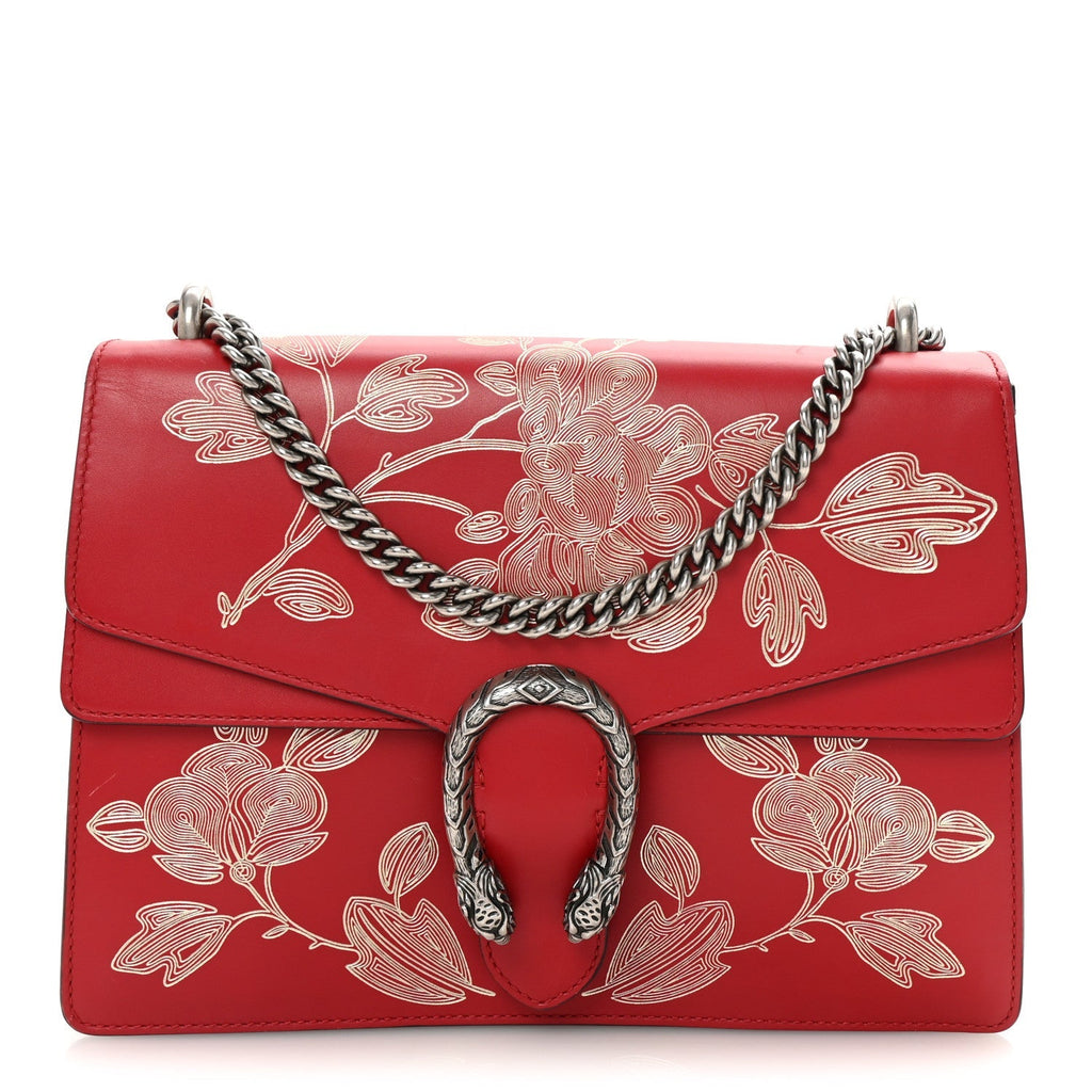 Calfskin Chinese New Year Medium Dionysus Shoulder Bag Hibiscus Red