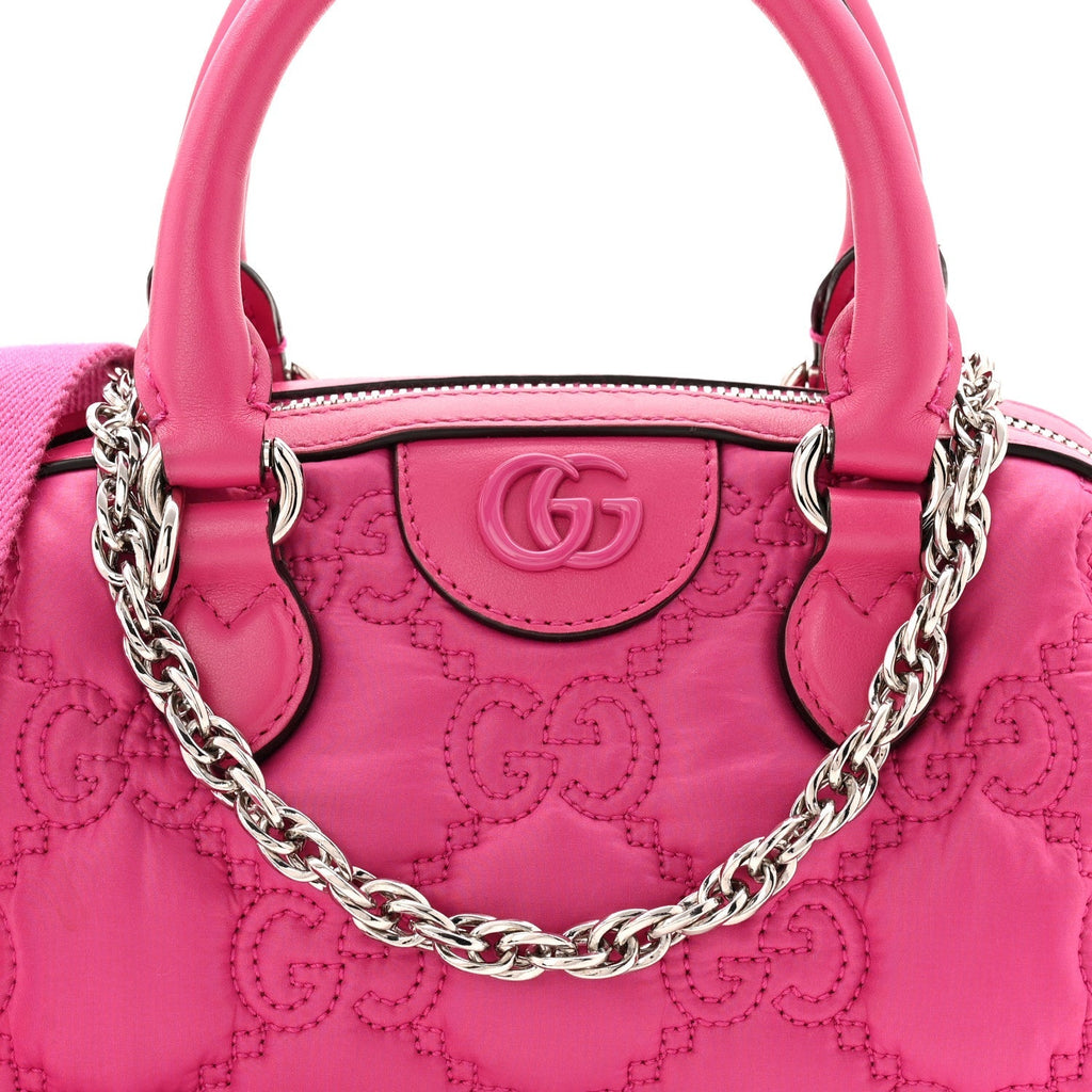 Nylon Calfskin Enamel GG Matelasse Mini Bowler Bag Lovely