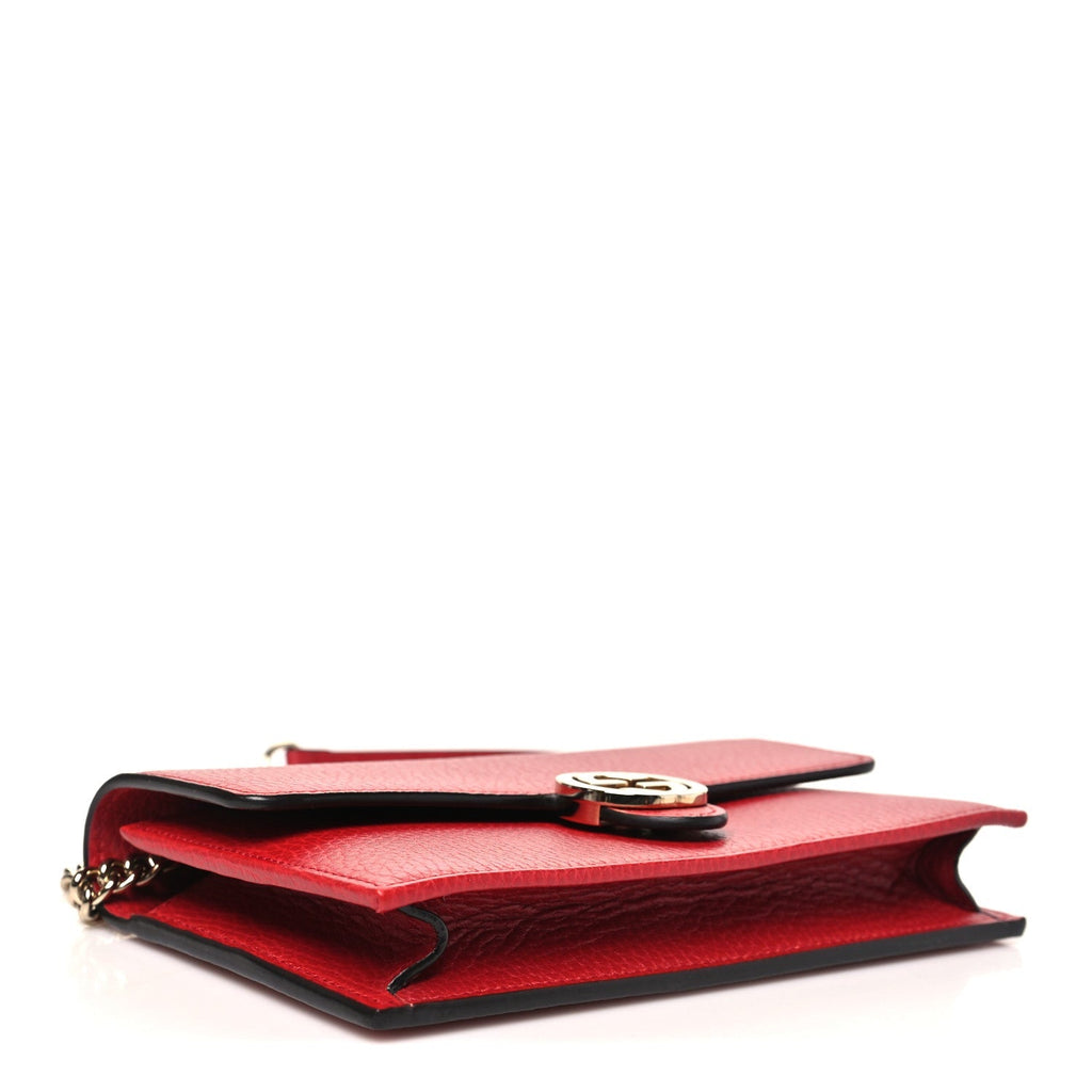 Dollar Calfskin Interlocking G Chain Wallet Red
