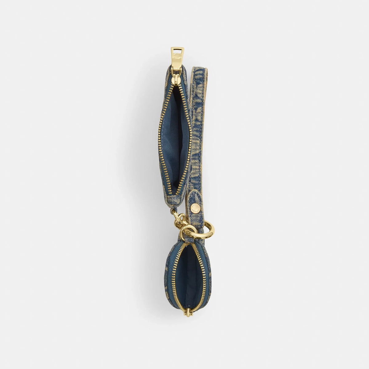 Coach Outlet Wristlet And Heart Pouch In Signature Regenerative Cotton Denim