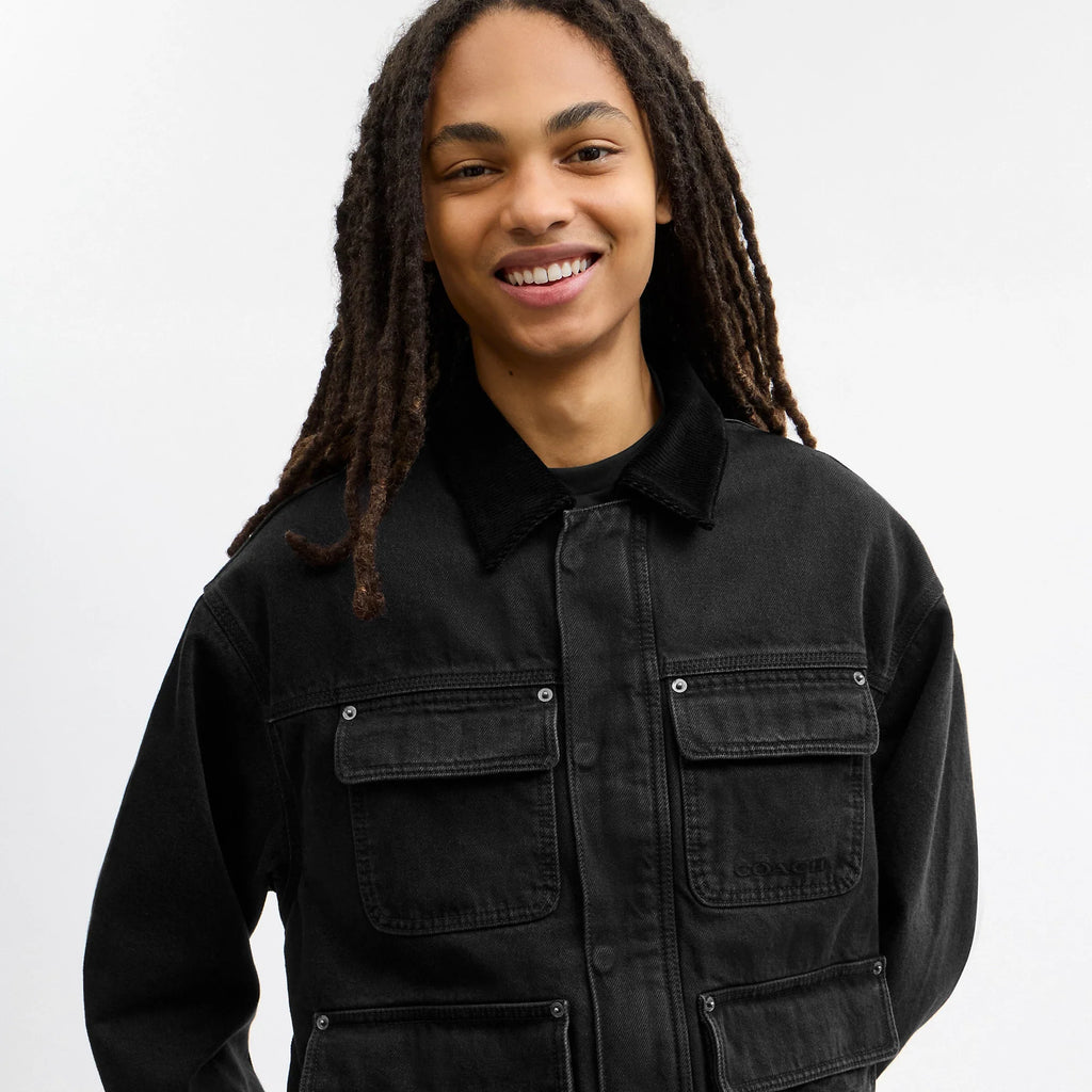 Coach Outlet Denim Chore Coat With Flannel Lining