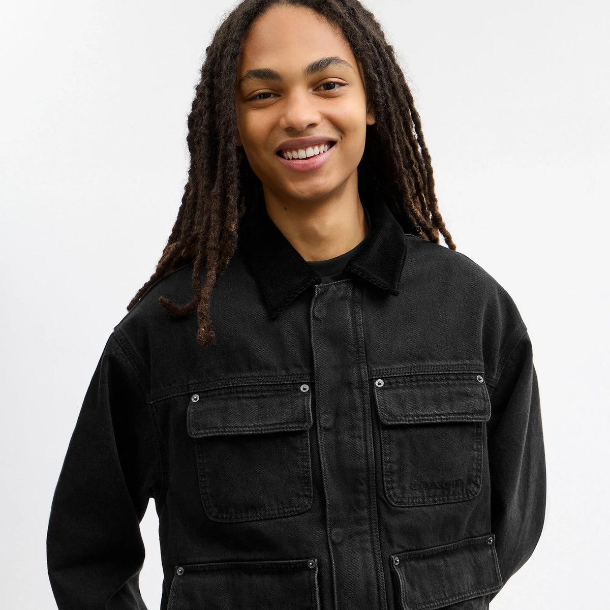 Coach Outlet Denim Chore Coat With Flannel Lining