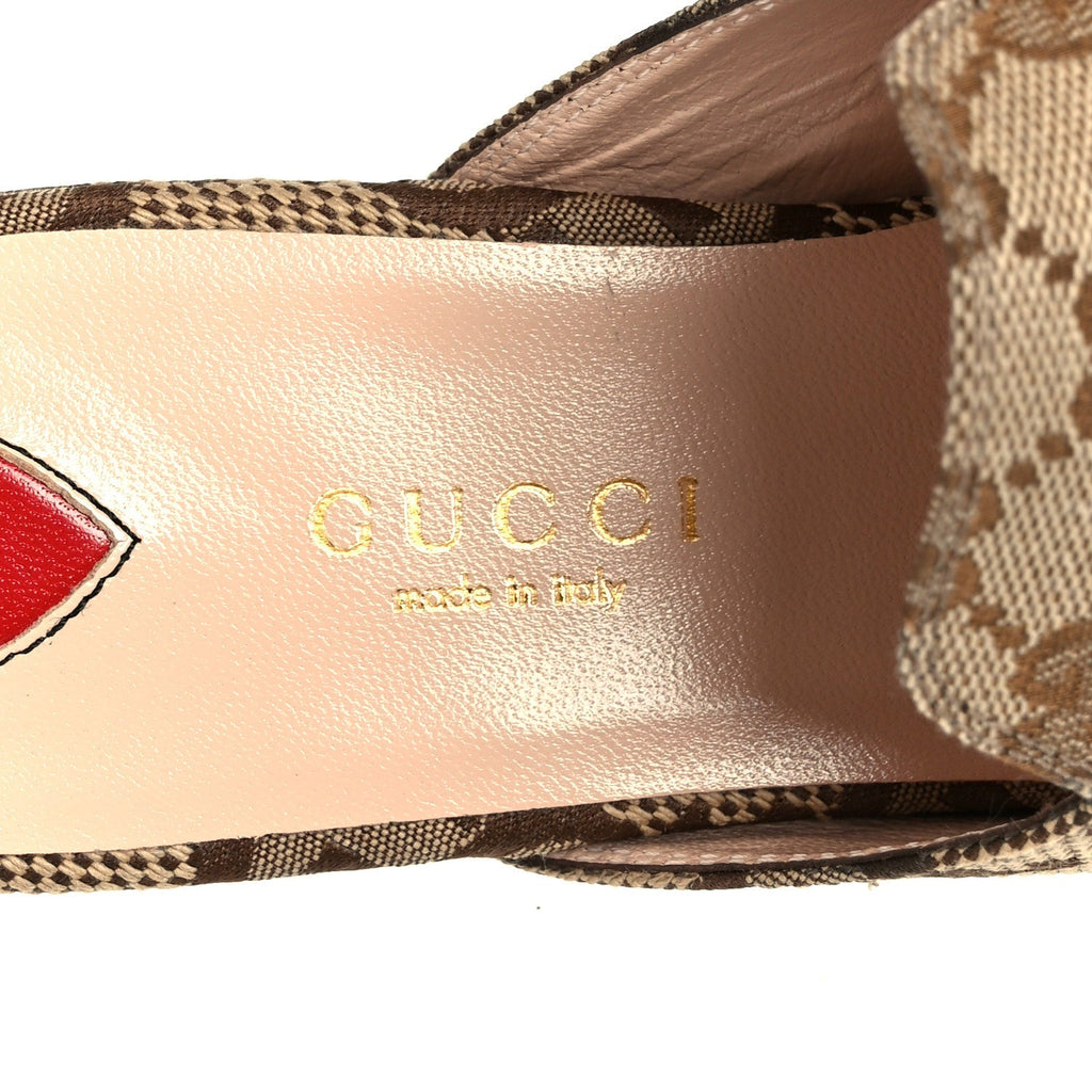 Monogram Jumbo GG Malaga Kid Womens Princetown Slippers 35 Camel Ebony New Acero Beige