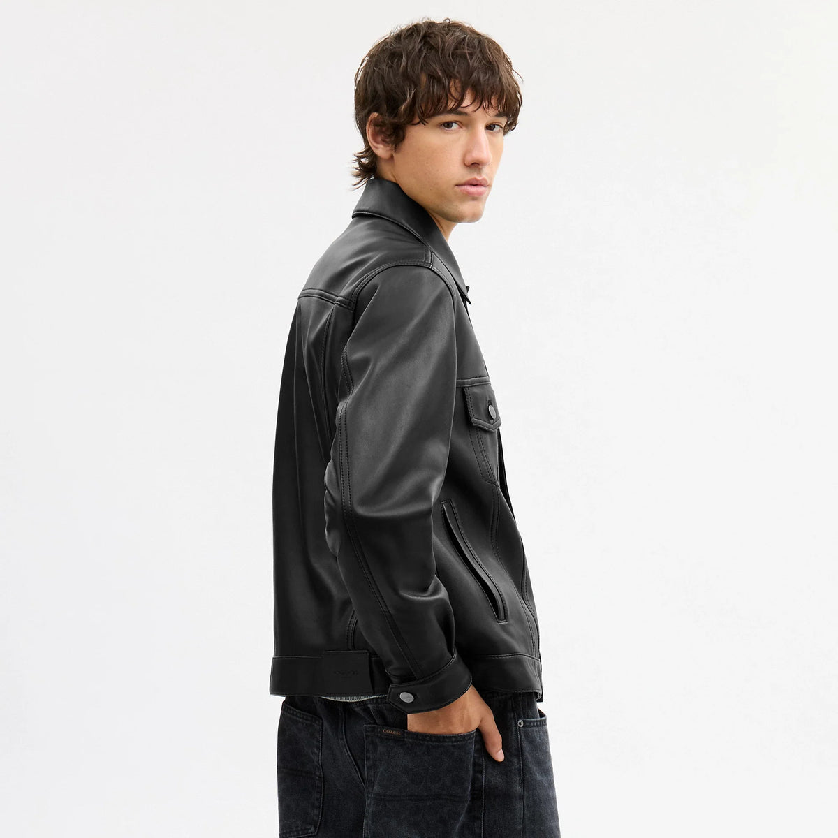 Coach Outlet Leather Trucker Jacket
