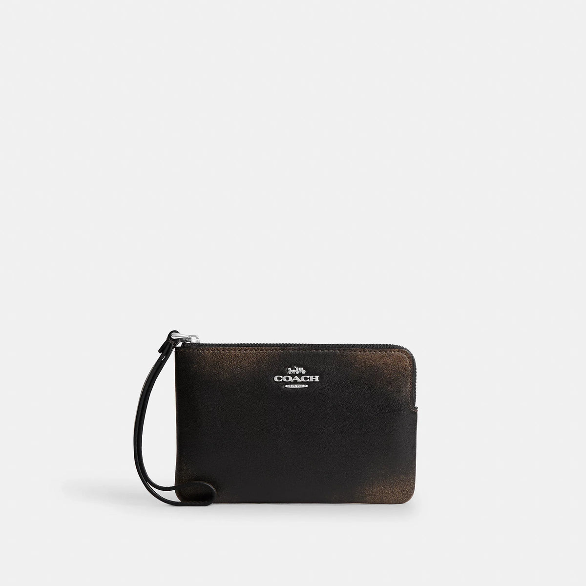 Coach Outlet Corner Zip Wristlet In Loved Leather