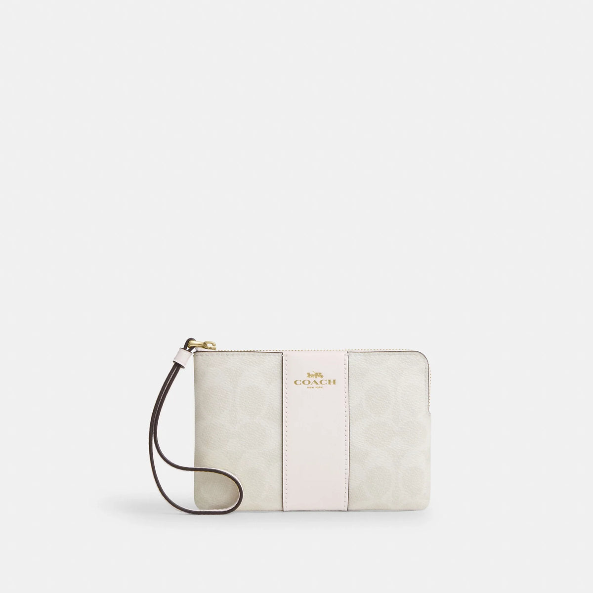 Coach Outlet Corner Zip Wristlet In Signature Canvas With Stripe