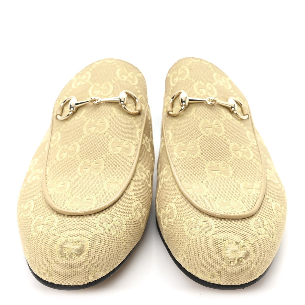 GG Monogram Canvas Womens Princetown Slippers 40.5 Egypt Salt