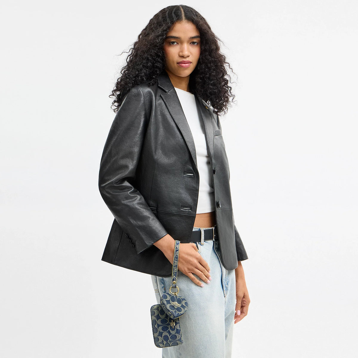 Coach Outlet Wristlet And Heart Pouch In Signature Regenerative Cotton Denim