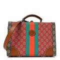 X DANS LE VERT GG Supreme Monogram Cuoio Web Mini Retro Interlocking G Savoy Top Handle Beauty Case Beige Rosso Ebony Harness  Brown