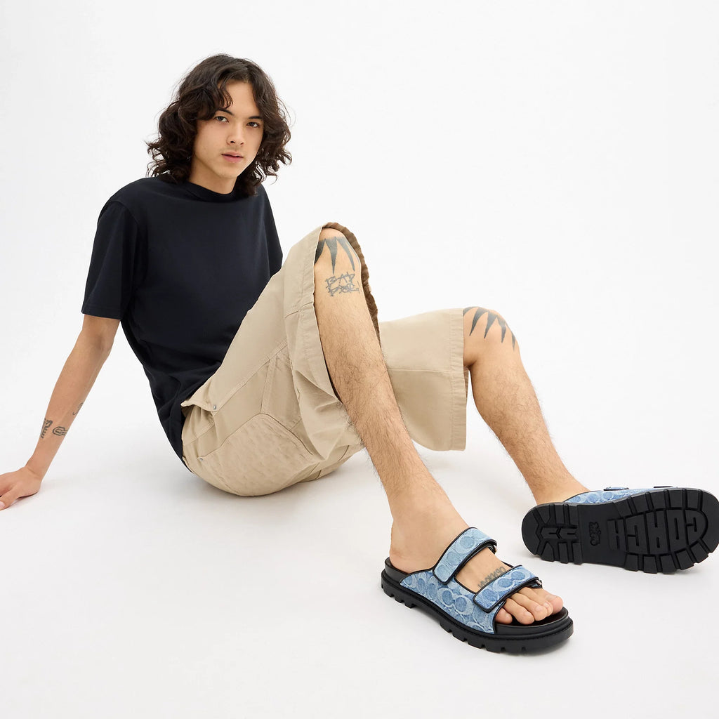 Coach Outlet Double Banded Sandal In Signature Denim