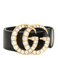Calfskin Crystal Double G 55mm Belt 75 30 Black