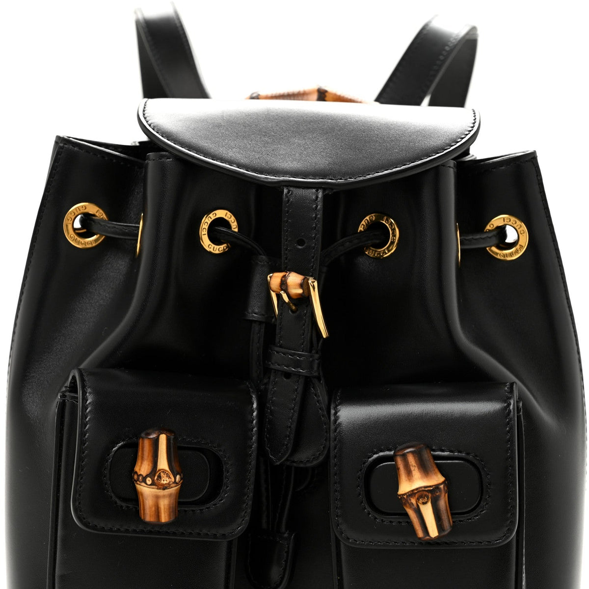 Calfskin Bamboo Backpack Black