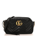 Calfskin Matelasse Small GG Marmont Chain Shoulder Bag Black