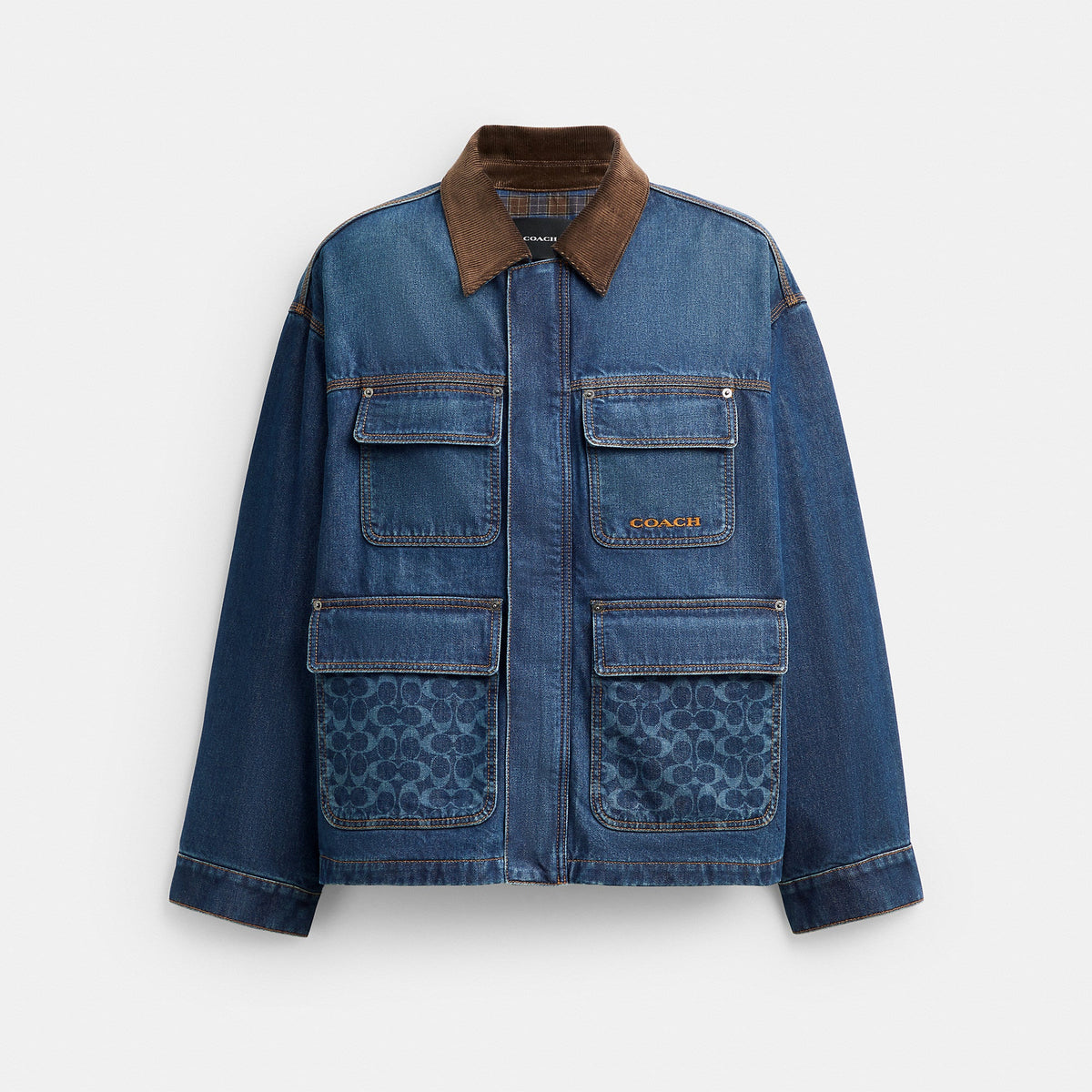Coach Outlet Denim Chore Coat With Flannel Lining