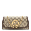 GG Supreme Monogram Textured Dollar Calfskin Blondie Continental Chain Wallet Beige Ebony New Acero